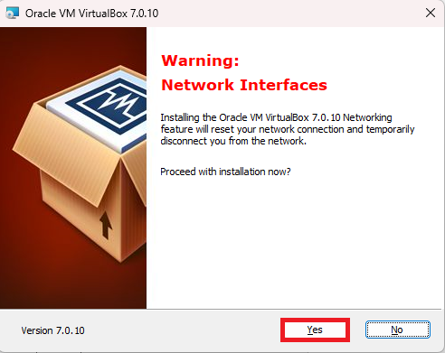 VirtualBox Network Interface Warning