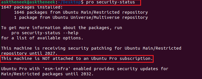Machine Not Attached To Ubuntu Pro